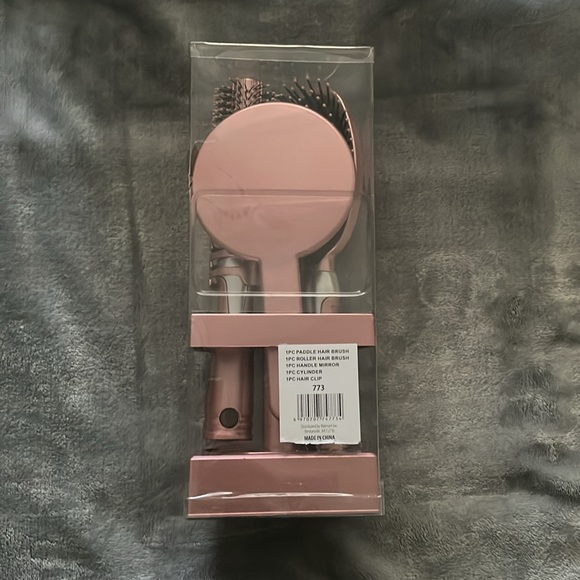 Professional Quality 5 Pc Hair Brush Set, Rose Color - Picture 4 of 5